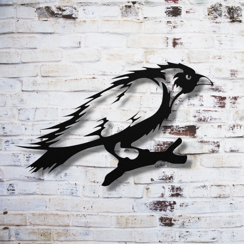 Viking Spirit Crow Metal Wall Sign