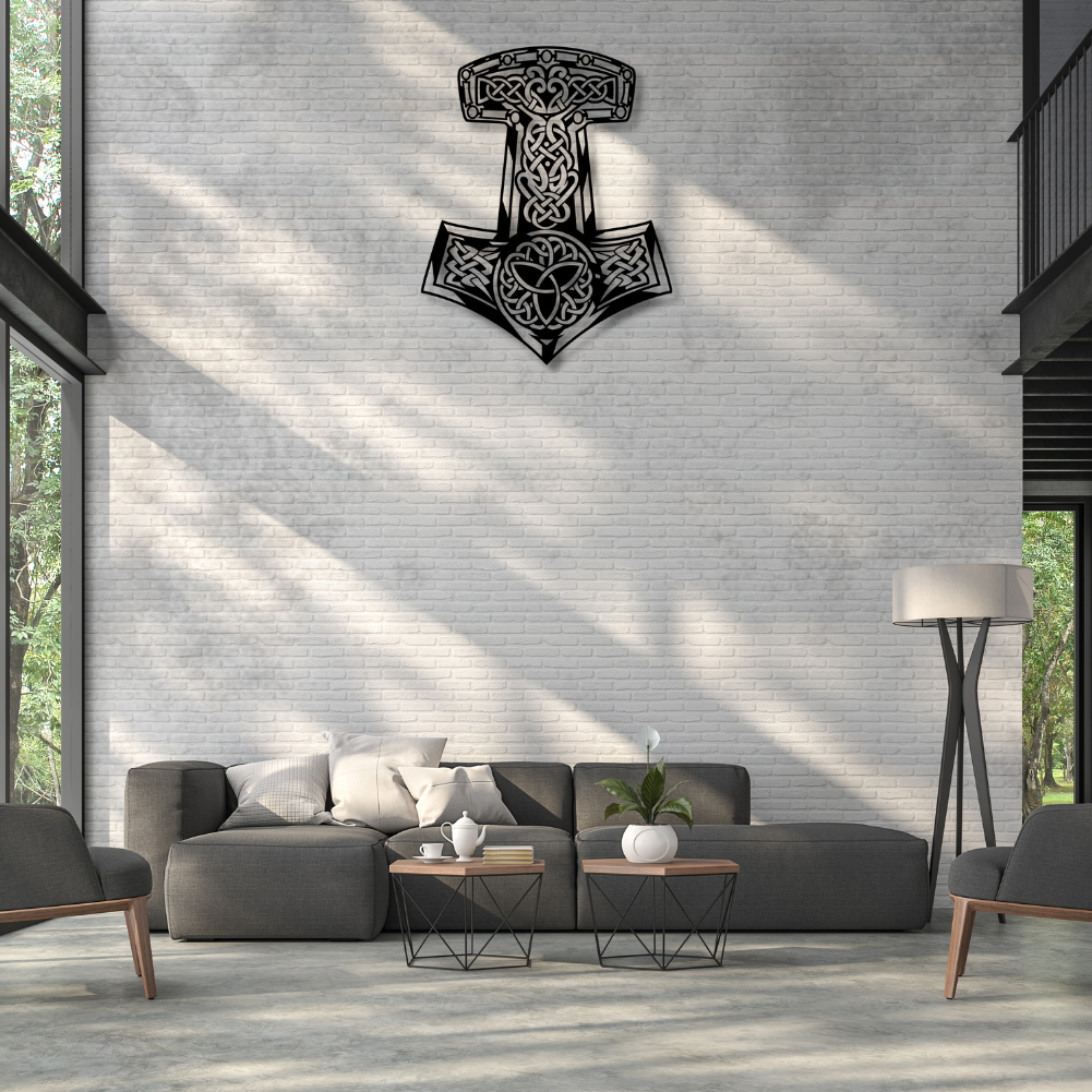 Thor's Hammer Metal Wall Sign